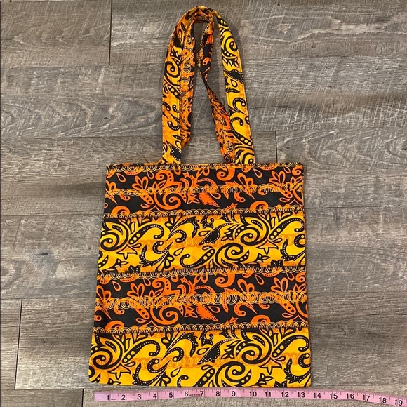 Vibrant Orange and Yellow Patterned Tote Bag - Picture 1 of 6